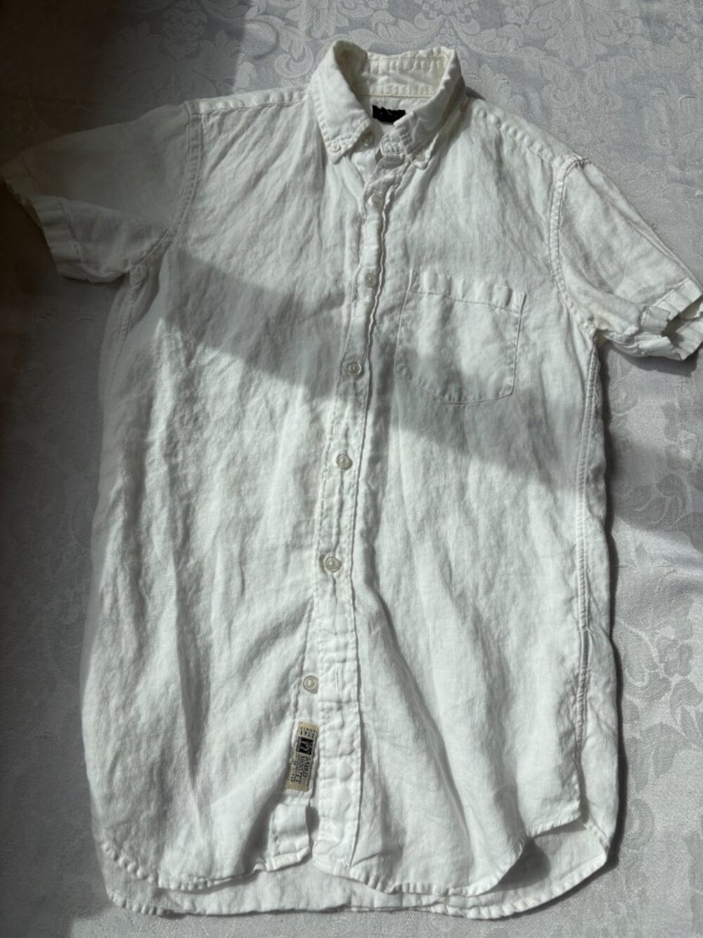 J.Crew White Short Sleeve Baird McNutt Irish Linen Shirt Relaxed Fit size Xsmall - Picture 5 of 5